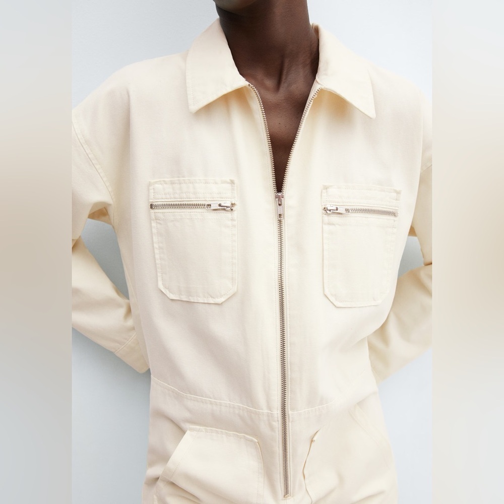 Mango Cream denim zipper jumpsuit NWT - Picture 5 of 5